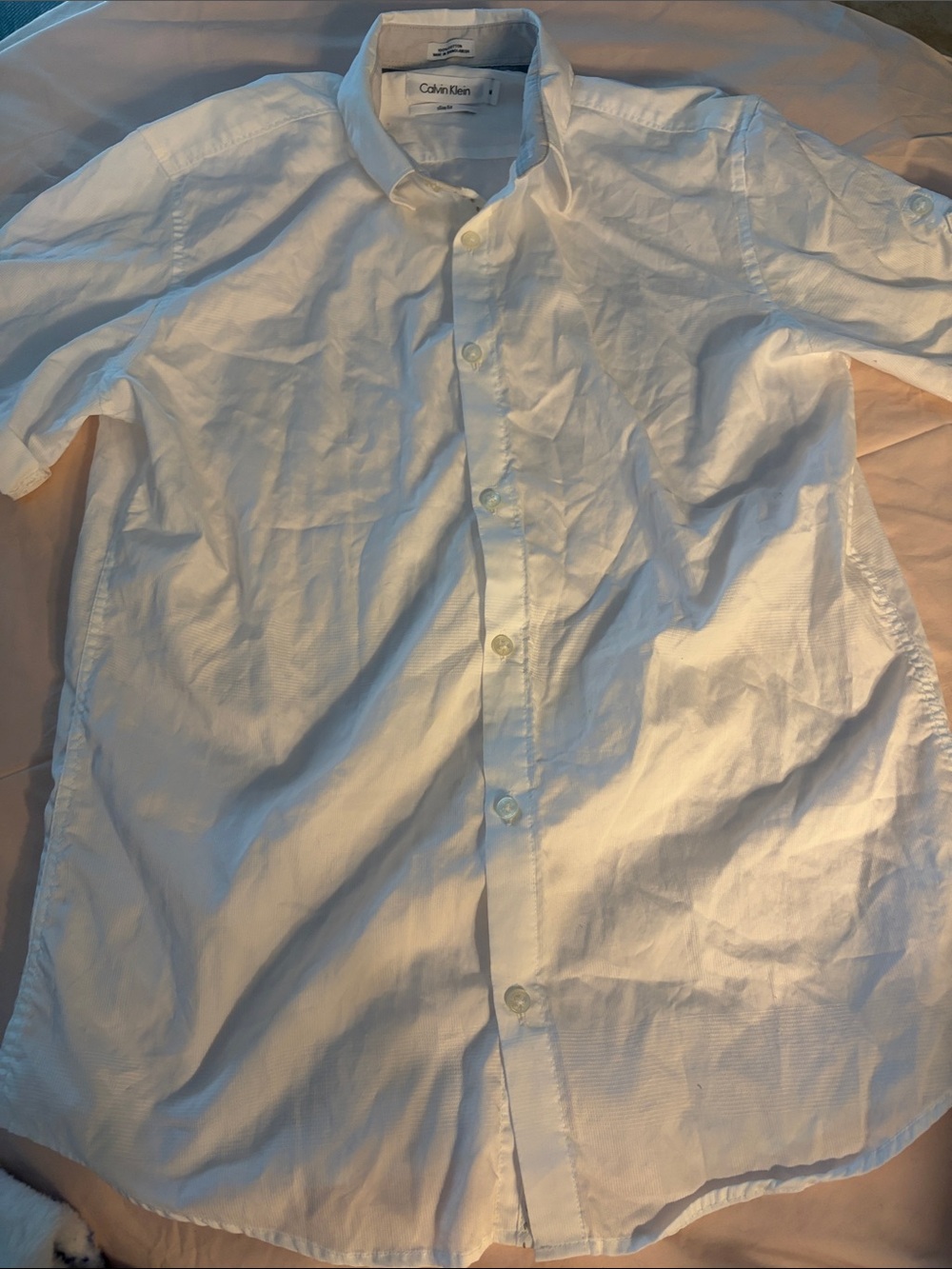 Calvin Klein Men's White Button-Up Dress Shirt